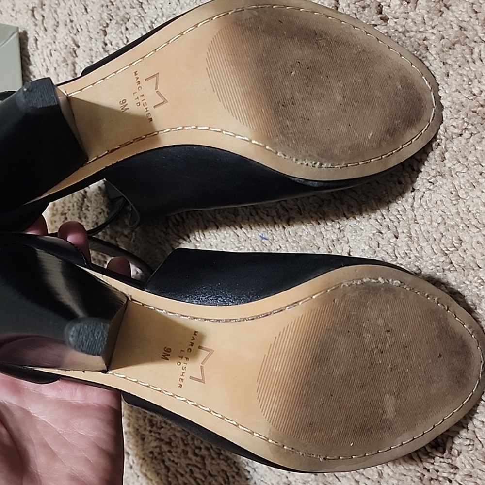 Women's Black Peep Toe Heels 9M - Picture 8 of 10
